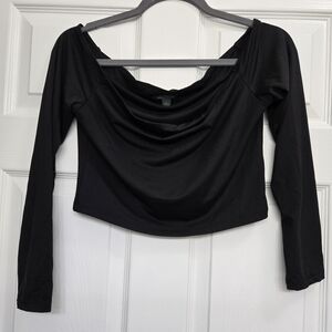 Wild Fable Black Off-Shoulder Crop Top